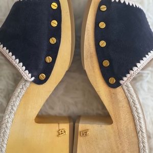 Veronica Beard Suede Printed Platform Clogs